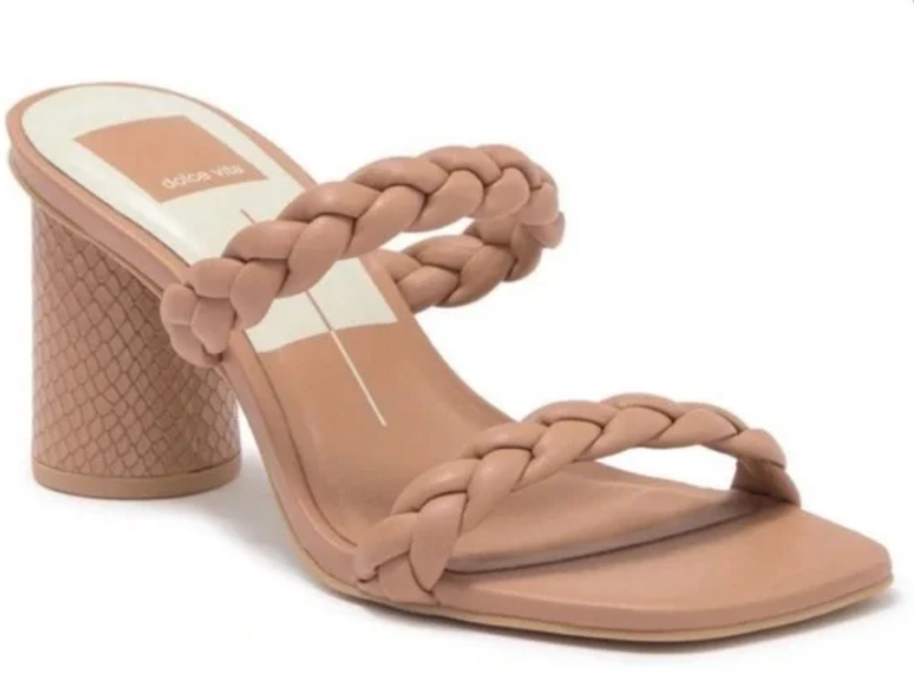 Dolce Vita Nairi Braided Sandals 8 NWOT Tan Heel Travel Beach Resort Cruise